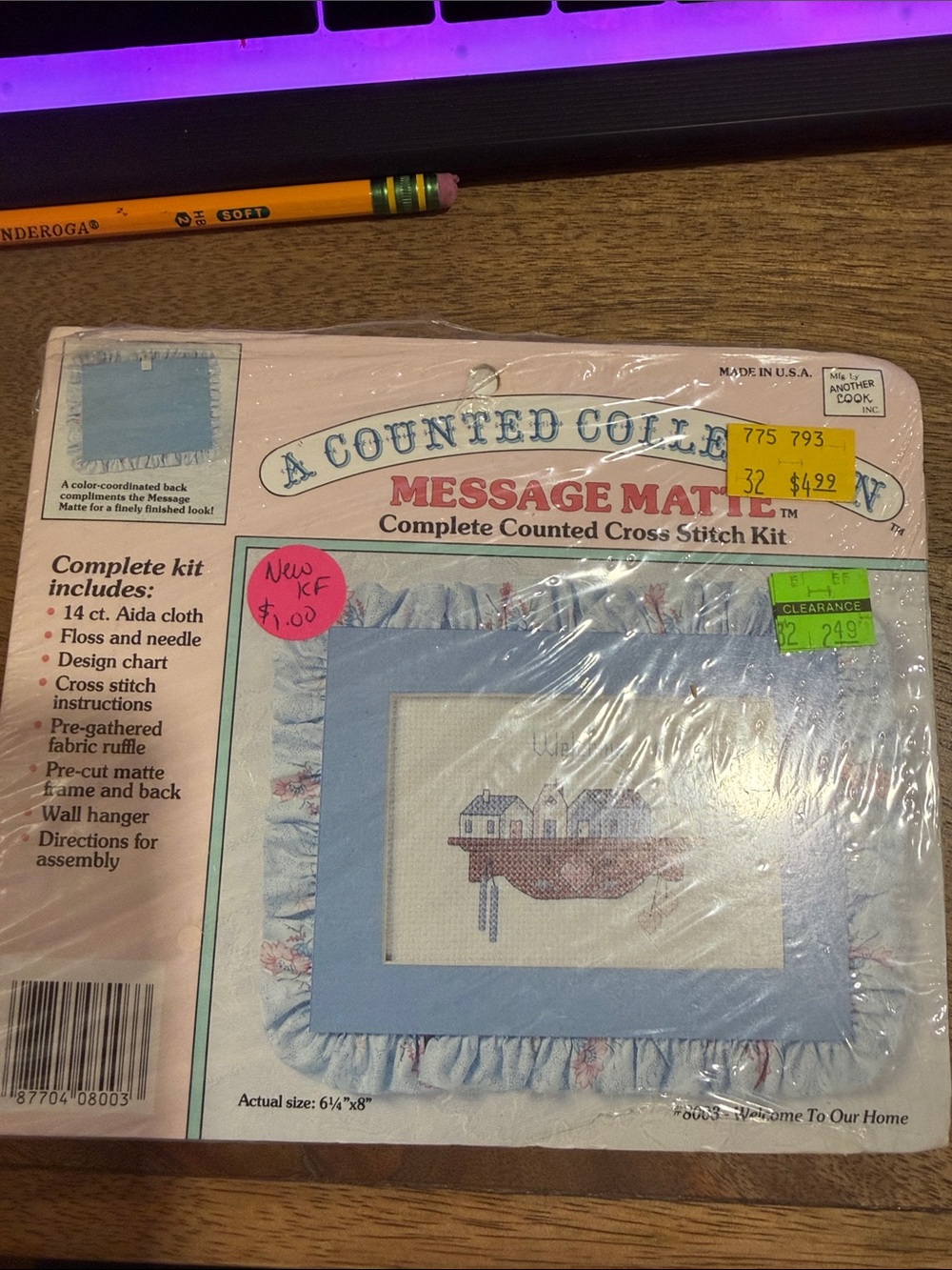 Blue Message Mat Complete Cross Stitch Kit